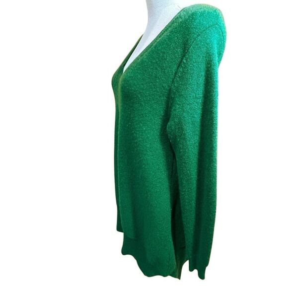 Sofia 100% Cashmere V Neck Ribbed Hem Emerald Green Pullover Sweater Women’s XS - Picture 3 of 15